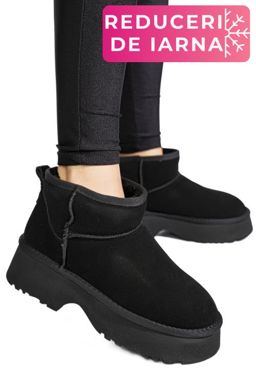 Ghete negre piele naturala intoarsa 1s77274