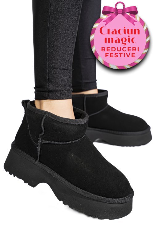 Ghete negre piele naturala intoarsa 1s77274