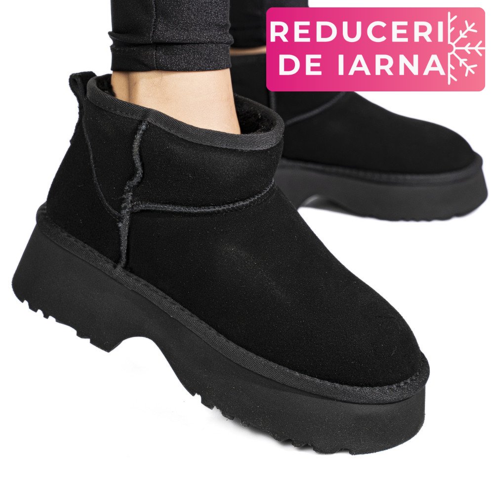 GHETE NEGRE PIELE NATURALA INTOARSA 1S77274