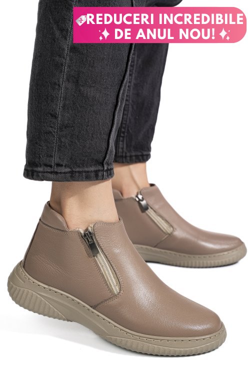 Ghete bej piele naturala 3pc119