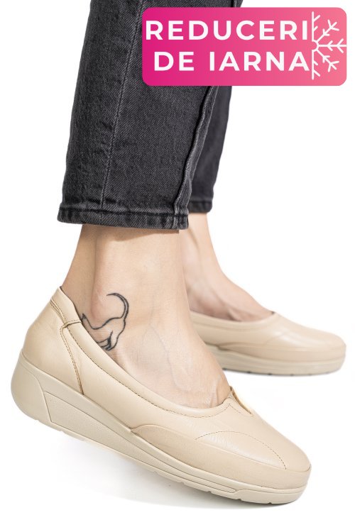 Pantofi bej piele naturala 0pc5mm