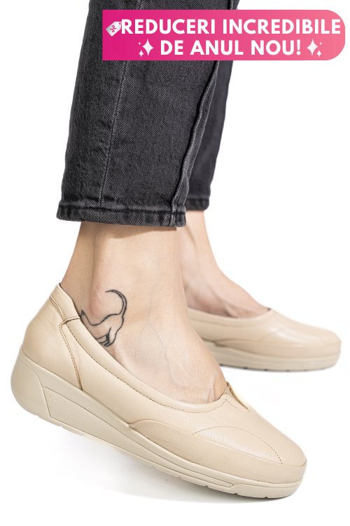 Pantofi bej piele naturala 0pc5mm