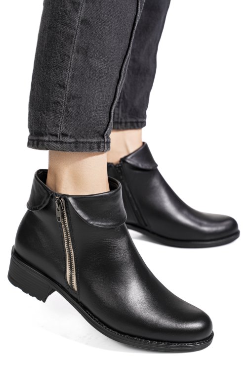 Ghete negre piele naturala 2pc25lib