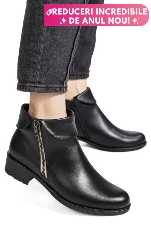 Ghete negre piele naturala 2pc25lib