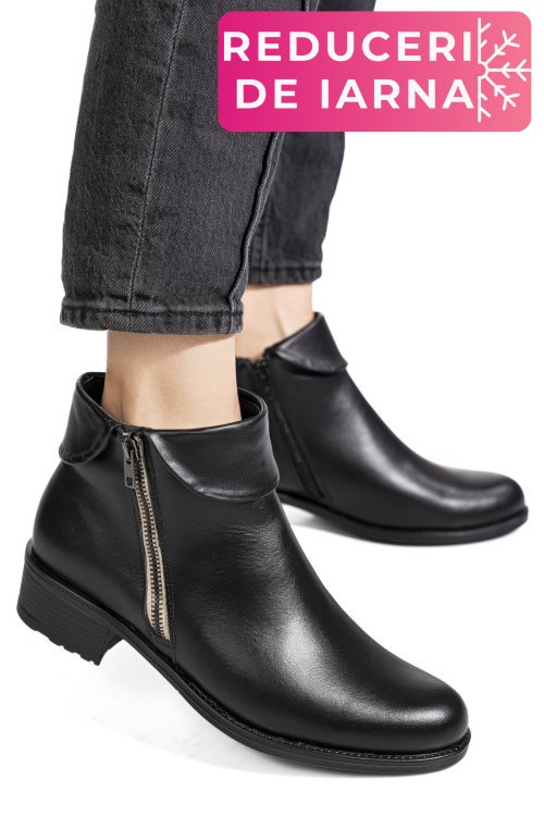 Ghete negre piele naturala 2pc25lib