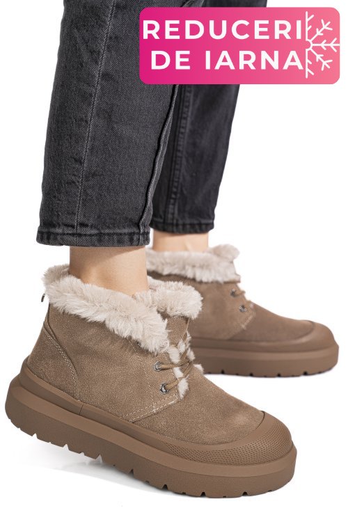 Ghete taupe piele naturala is771400