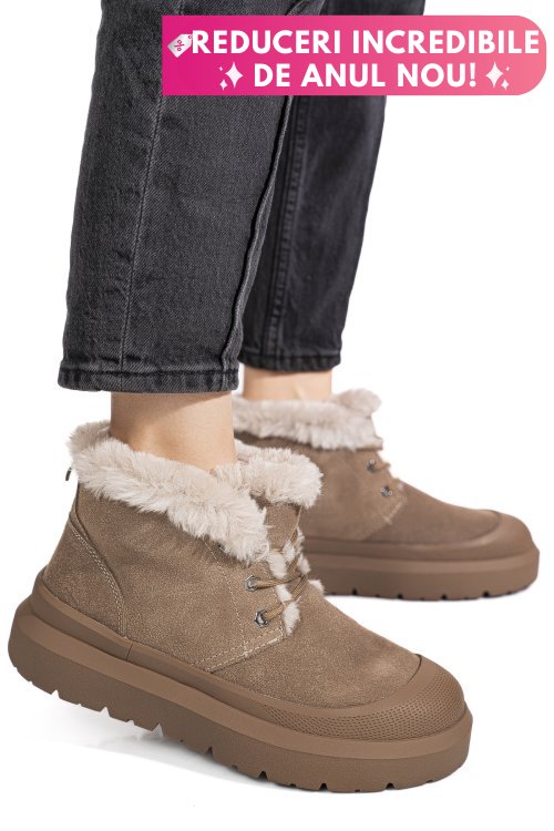 Ghete taupe piele naturala is771400