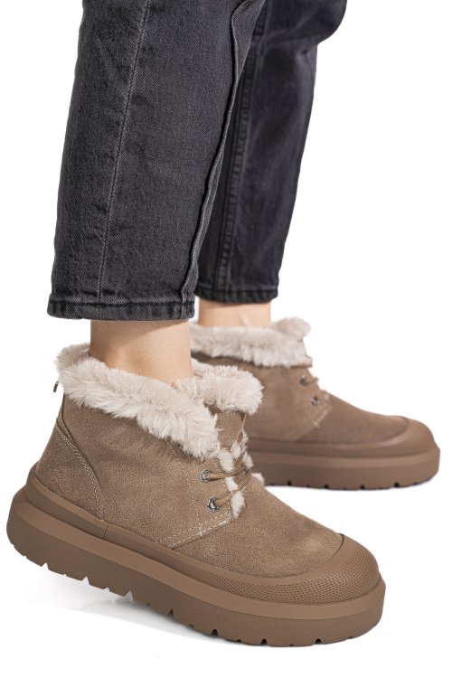 Ghete taupe piele naturala is771400