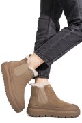 GHETE TAUPE PIELE NATURALA INTOARSA IS771403