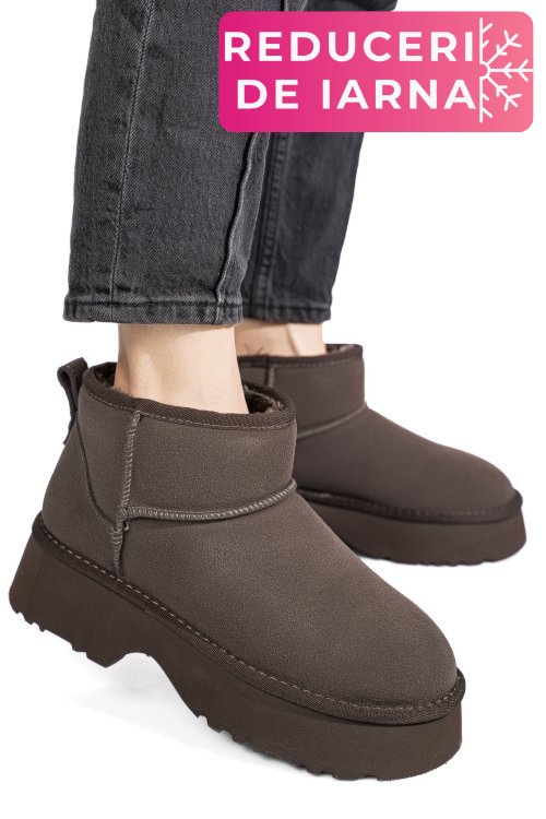 Ghete maro inchis piele naturala intoarsa 1s77274