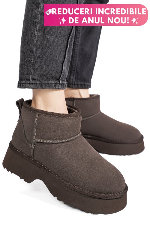 Ghete maro inchis piele naturala intoarsa 1s77274