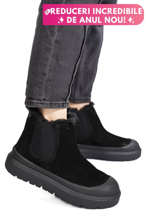 Ghete negre piele naturala intoarsa is771403