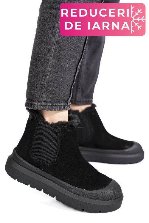 Ghete negre piele naturala intoarsa is771403