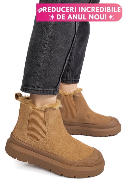 Ghete camel piele naturala intoarsa is771403