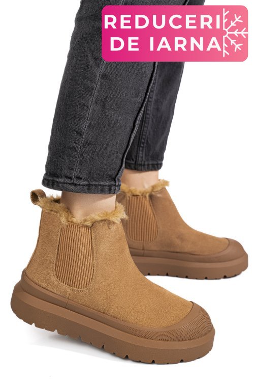 Ghete camel piele naturala intoarsa is771403