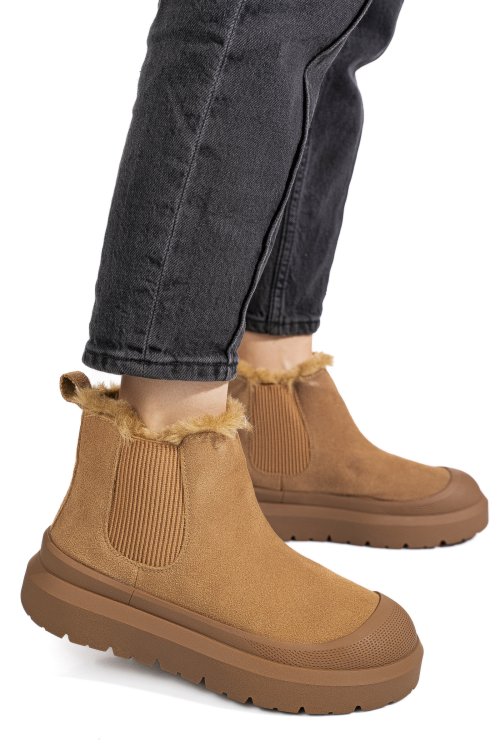 Ghete camel piele naturala intoarsa is771403