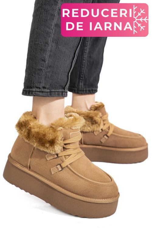 Ghete camel piele naturala intoarsa is771270