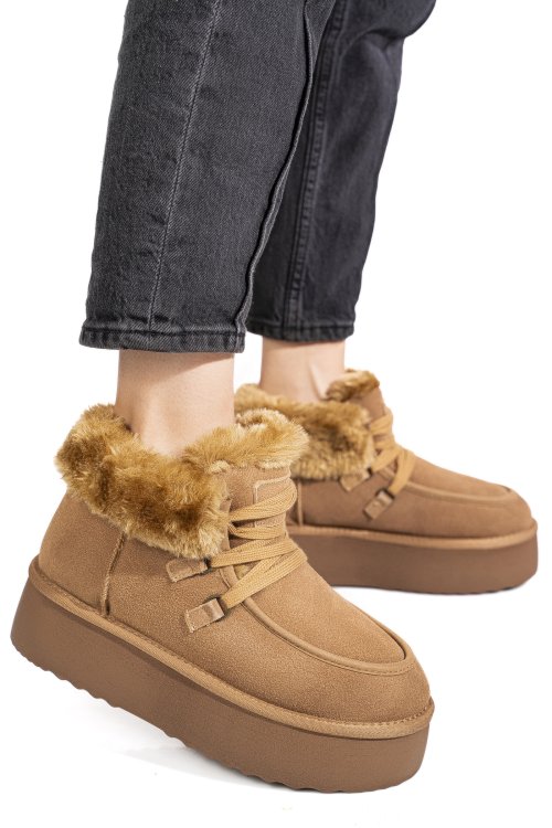 Ghete camel piele naturala intoarsa is771270