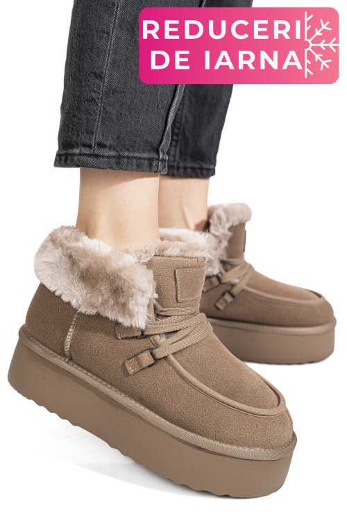 Ghete taupe piele naturala intoarsa is771270
