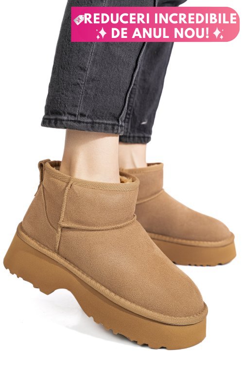 Ghete camel piele naturala intoarsa 1s77274