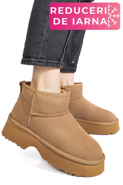 Ghete camel piele naturala intoarsa 1s77274