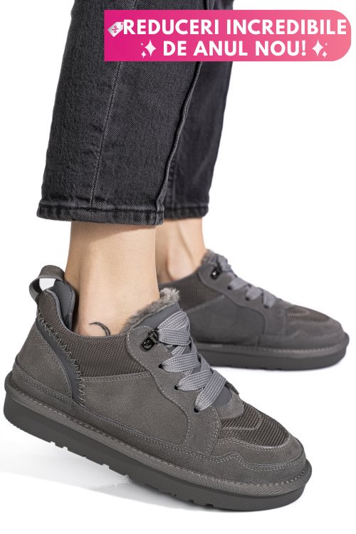 Pantofi sport gri piele naturala intoarsa 1s77204