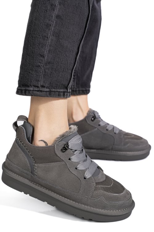 Pantofi sport gri piele naturala intoarsa 1s77204