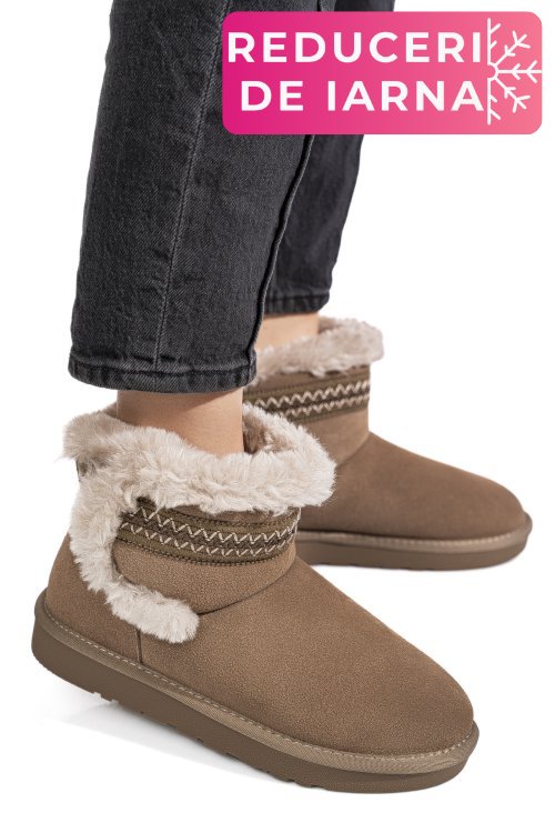 Cizme taupe piele naturala intoarsa is771214