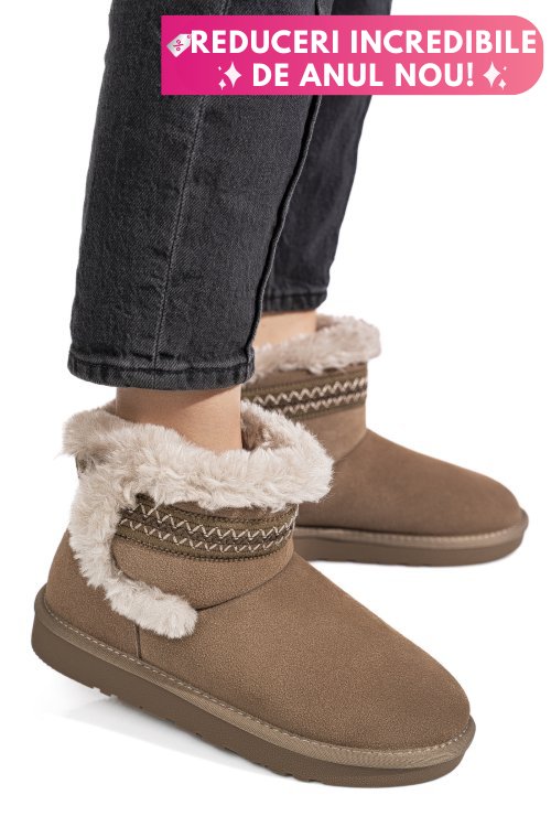Cizme taupe piele naturala intoarsa is771214