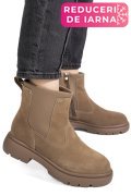 GHETE TAUPE PIELE NATURALA INTOARSA I444