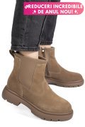 GHETE TAUPE PIELE NATURALA INTOARSA I444