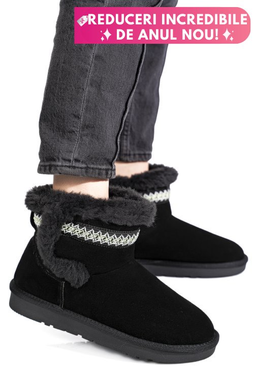 Cizme negre piele naturala intoarsa is771214
