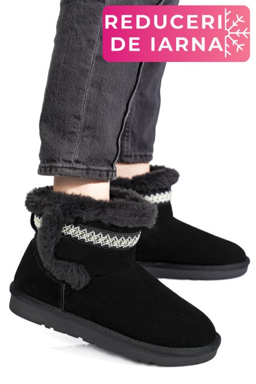 Cizme negre piele naturala intoarsa is771214