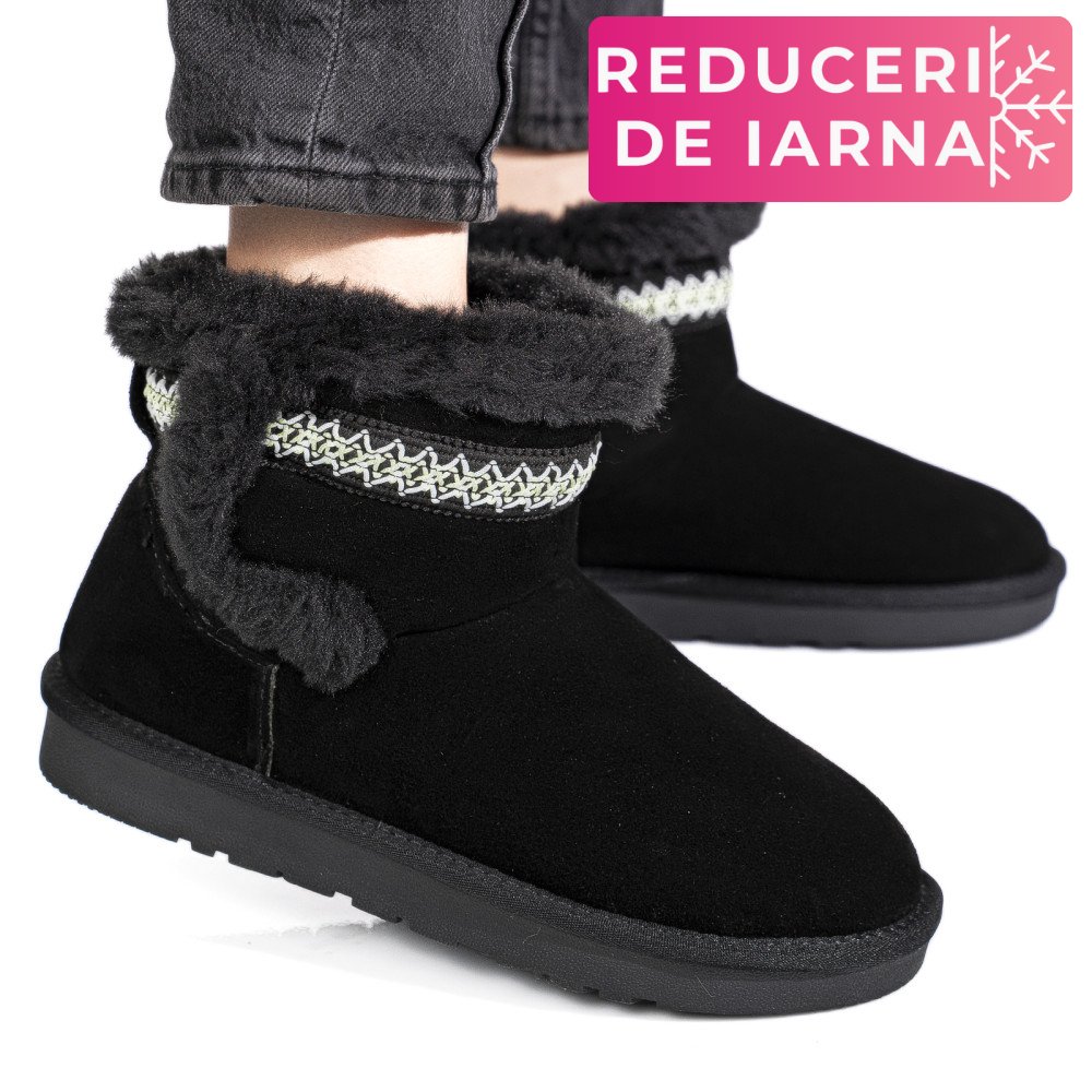 CIZME NEGRE PIELE NATURALA INTOARSA IS771214