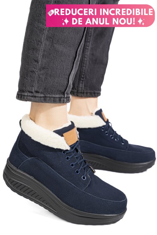 Ghete navy piele naturala intoarsa asp603-1