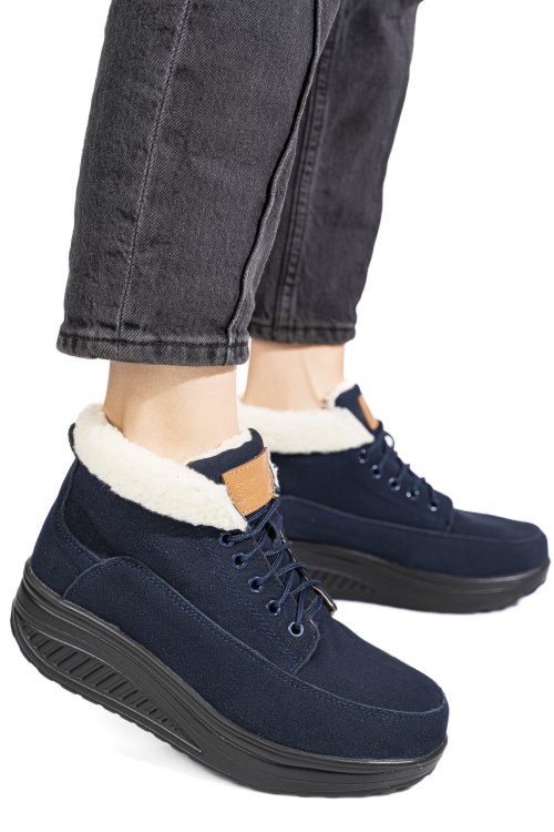 Ghete navy piele naturala intoarsa asp603-1