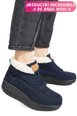 GHETE NAVY PIELE NATURALA INTOARSA ASP603-1