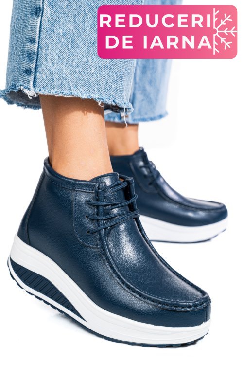 Ghete bleumarin piele naturala asp385