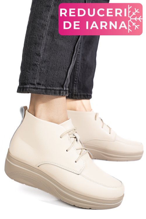 Ghete beige piele naturala 0sp583