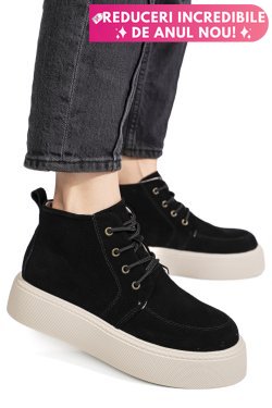 GHETE NEGRE PIELE NATURALA INTOARSA 1SP558