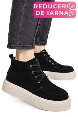 GHETE NEGRE PIELE NATURALA INTOARSA 1SP558