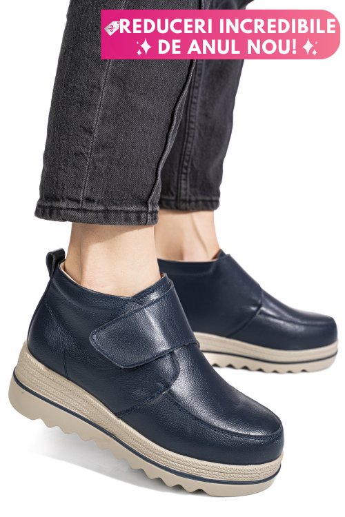 Ghete bleumarin piele naturala 2sp0651