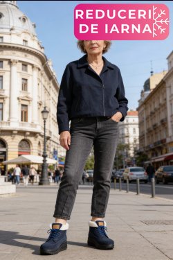 GHETE NAVY PIELE NATURALA INTOARSA ASP603-1