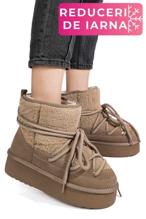 Cizme taupe piele naturala intoarsa 1s77265