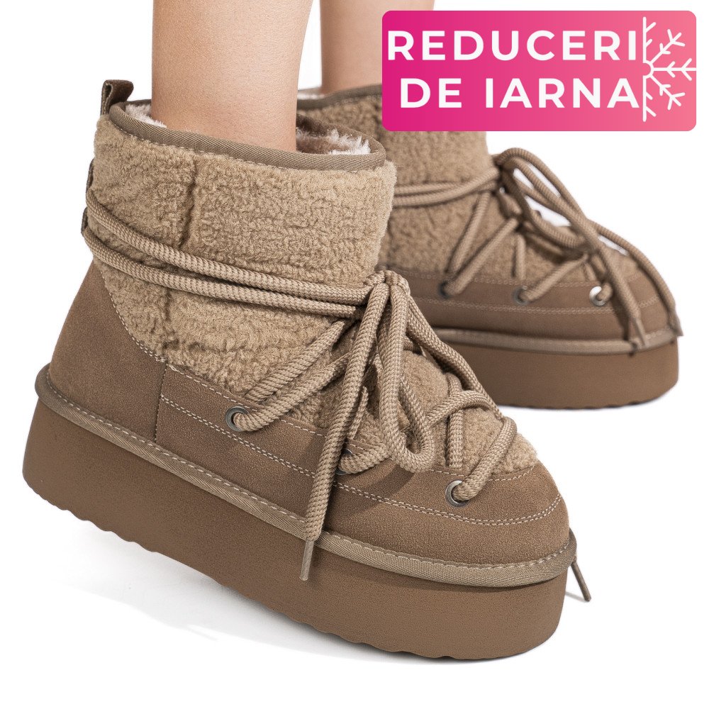 CIZME TAUPE PIELE NATURALA INTOARSA 1S77265