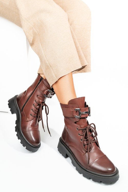 Ghete maro inchis piele naturala 242803np