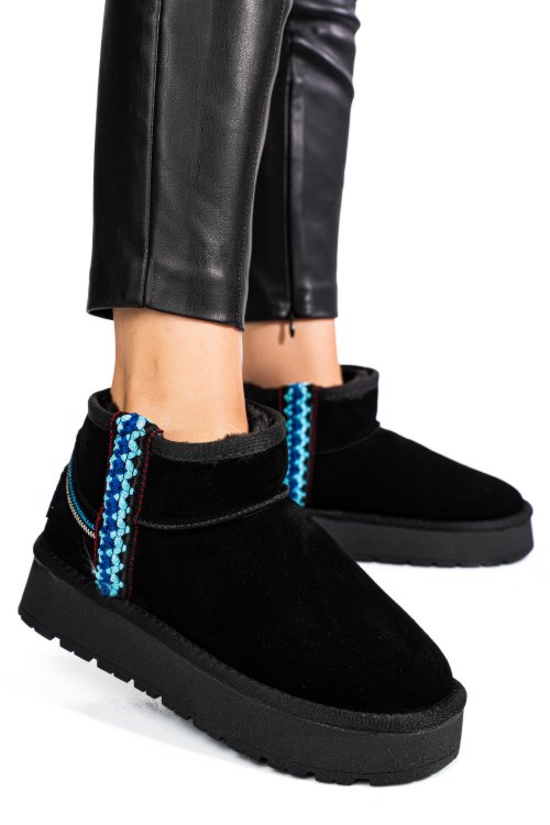 Soprani couture, cizme negre piele naturala intoarsa scw421p20