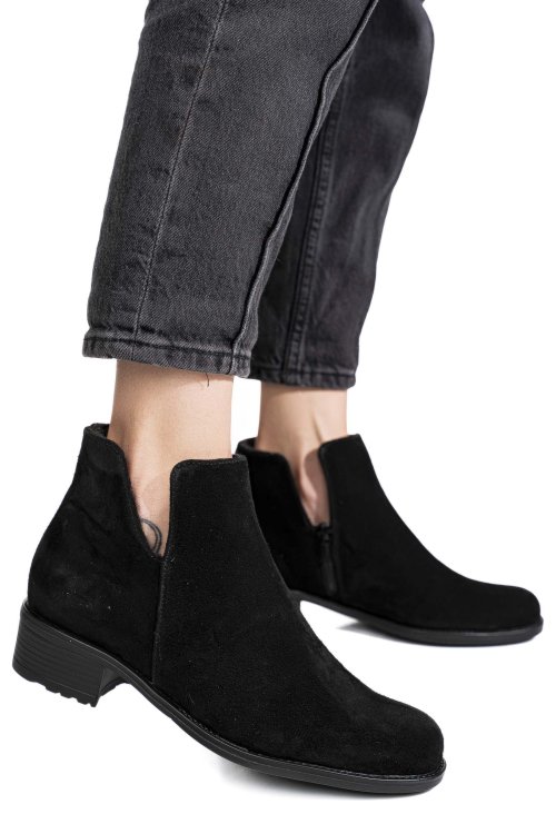 Ghete negre piele naturala intoarsa 0pc25nef