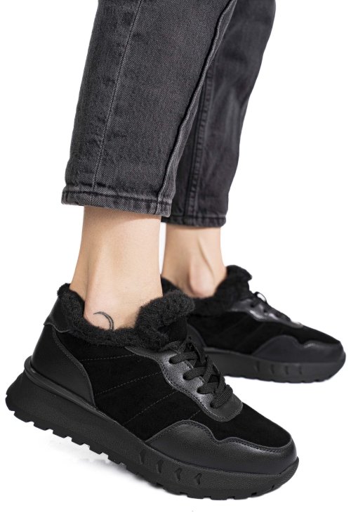 Pantofi sport negri piele naturala fsp001-867