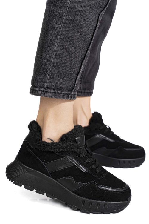 Pantofi sport negri piele naturala fsp001-876